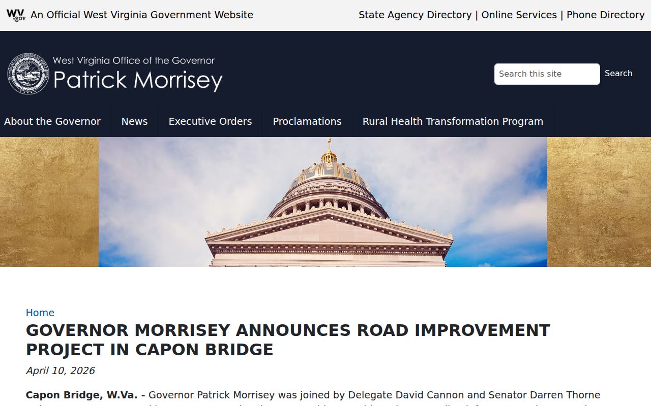 Capon Bridge criminal history local road initiative government announcement