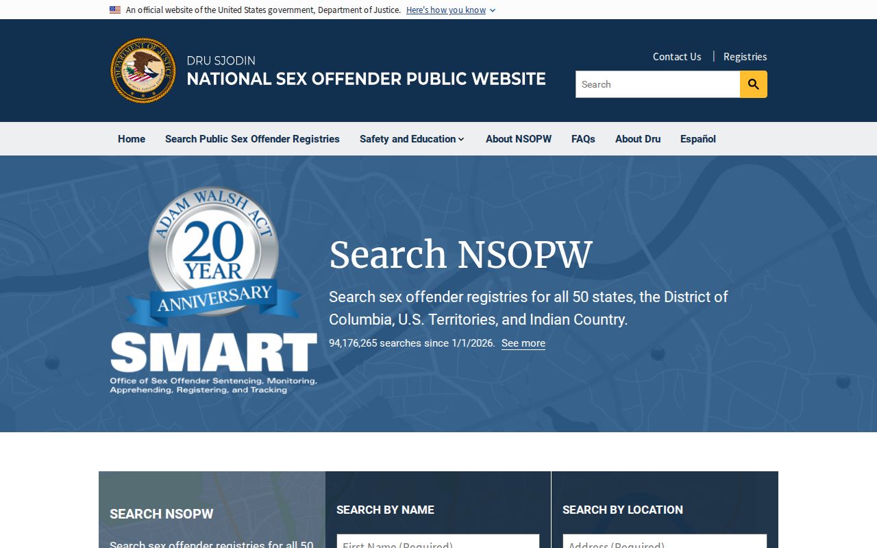 National search layer for a Hampshire County sex offender check