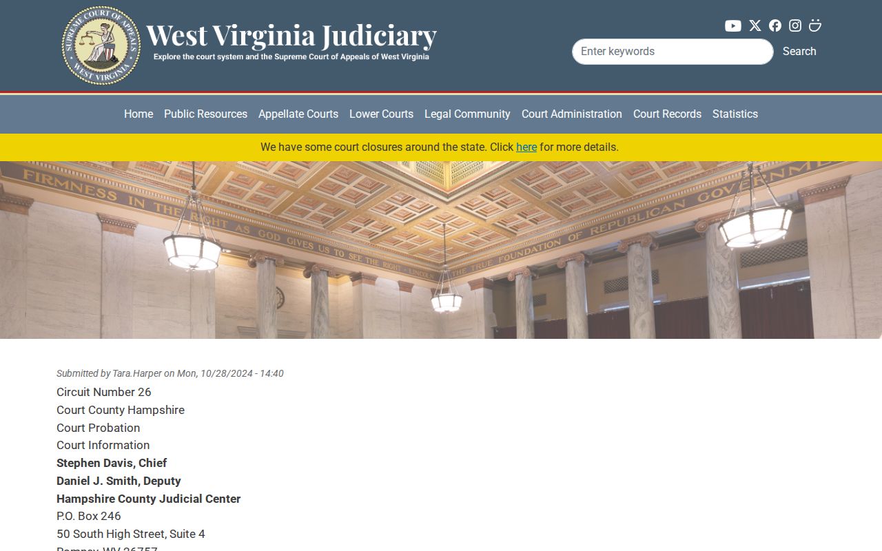 Hampshire County criminal probation record office